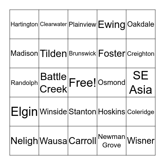 Change Your World Bingo Card