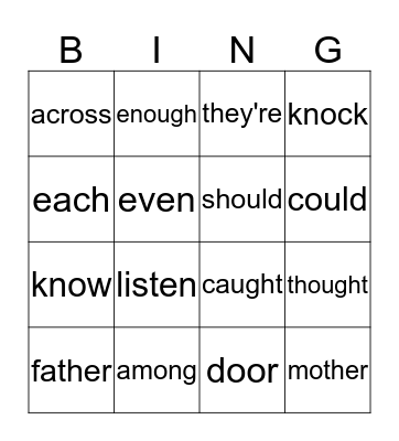 First Grade Red Word List 5 Bingo Card