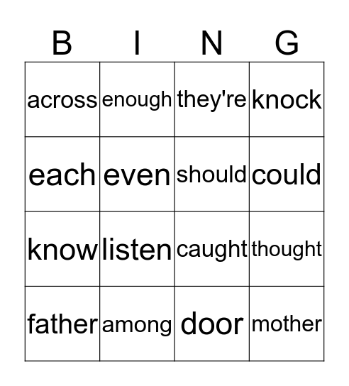 First Grade Red Word List 5 Bingo Card
