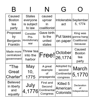 Chapter 2 Bingo Card