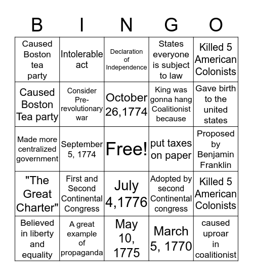 Chapter 2 Bingo Card