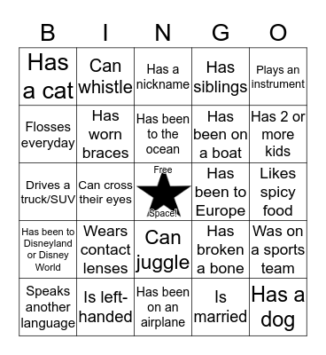 Icebreaker Bingo! Bingo Card