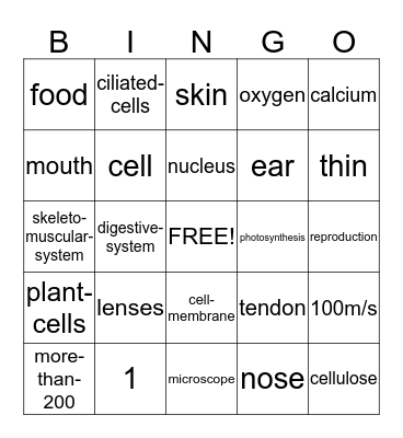 Cells Bingo Card