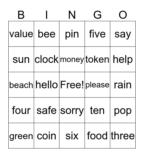 Safety Bingo Card