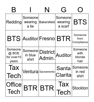BOE Bingo Card