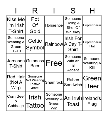 St. Patrick's Day Bingo Card