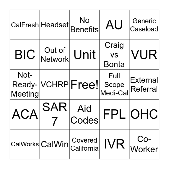 IVR  BINGO Card