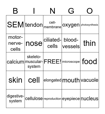 Cells Bingo Card