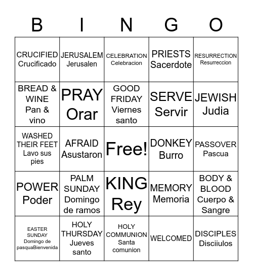 HOLY WEEK Bingo Card