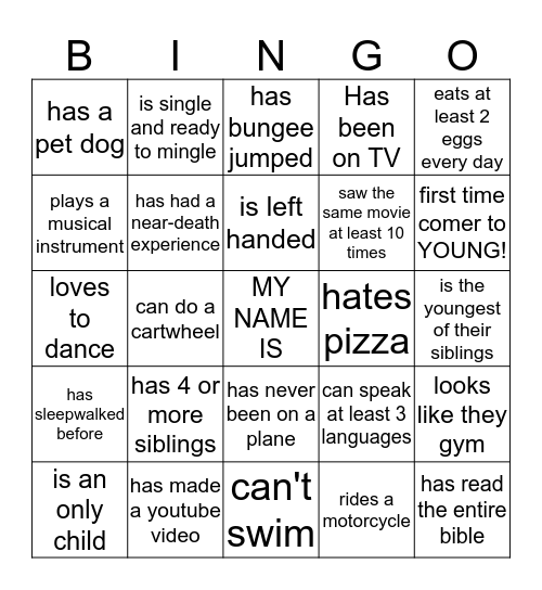 Do you know Young? Bingo Card