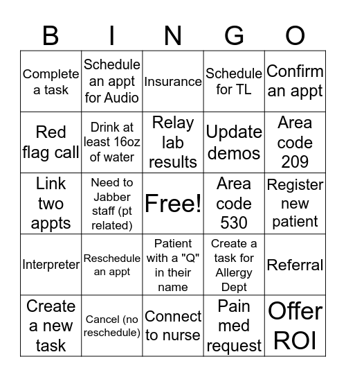 BGH CC Bingo Card