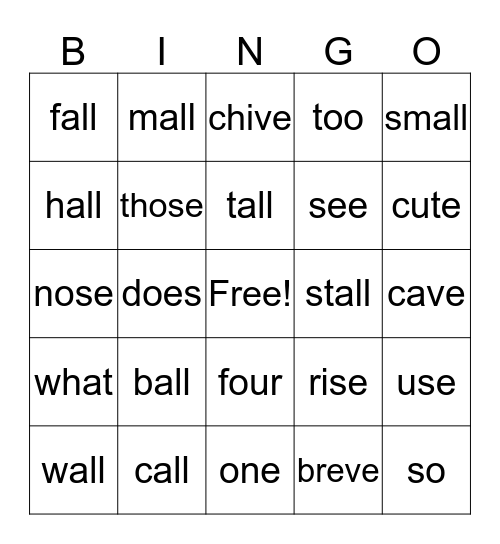 all Bingo Card