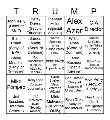 Who's Next? Bingo Card