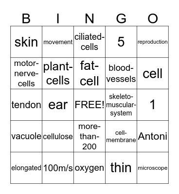 Cells Bingo Card