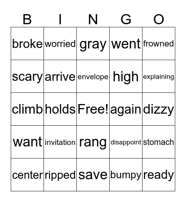 Climbing Party Bingo Card