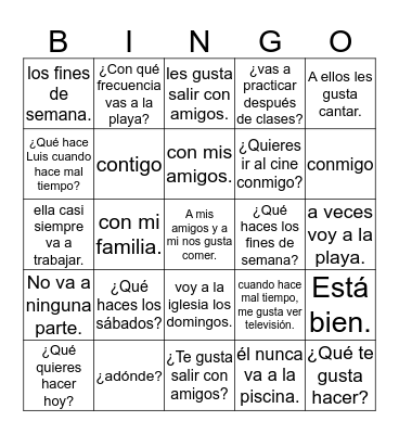 Ch. 3 part 1 & 2 Bingo Card