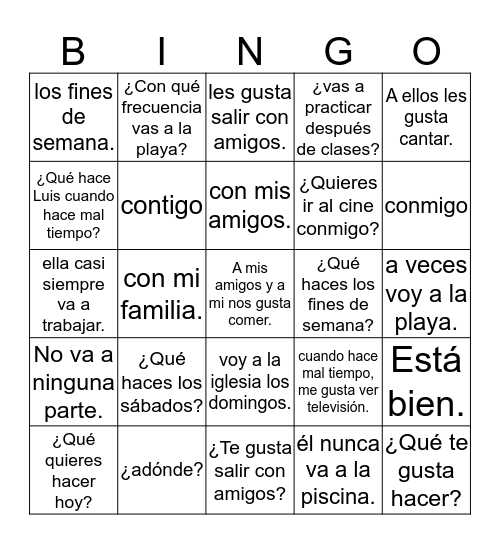 Ch. 3 part 1 & 2 Bingo Card