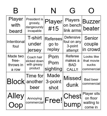Lombard Madness Bingo Card