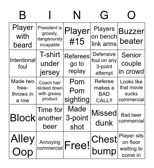 Lombard Madness Bingo Card