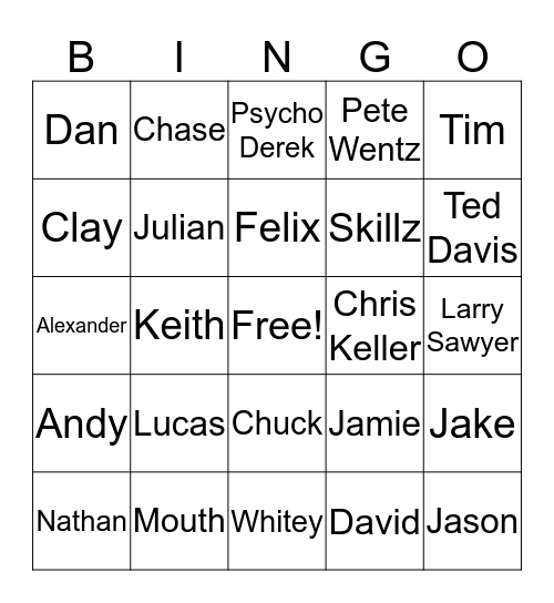 Men of OTH Bingo Card