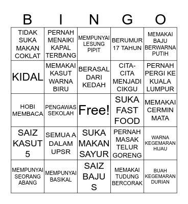 MANUSIA Bingo Card