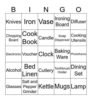 Bridal Shower  Bingo Card