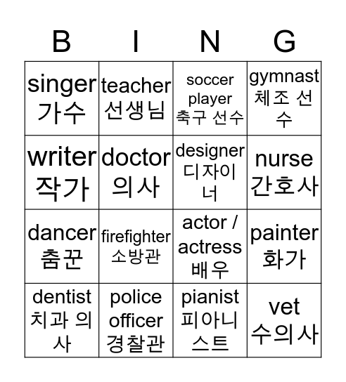 police officer Bingo Card