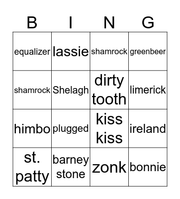lucky irish Bingo Card