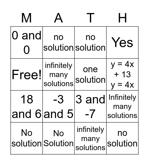 Chapter 5.4 Bingo Card
