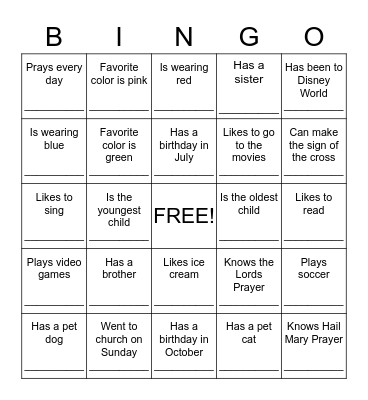 People Bingo Card