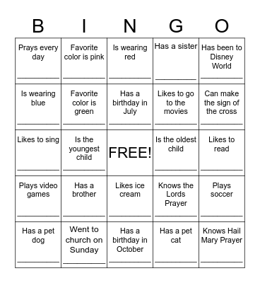 People Bingo Card