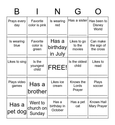 People Bingo Card