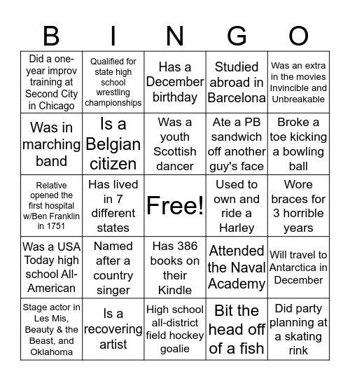 Marketing Department Bingo Card