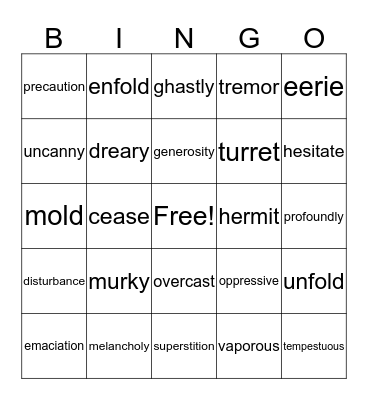The Fall of the House of Usher Bingo Card
