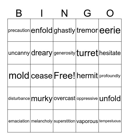 The Fall of the House of Usher Bingo Card