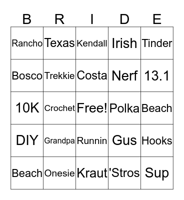 DC & Chelly Bingo Card