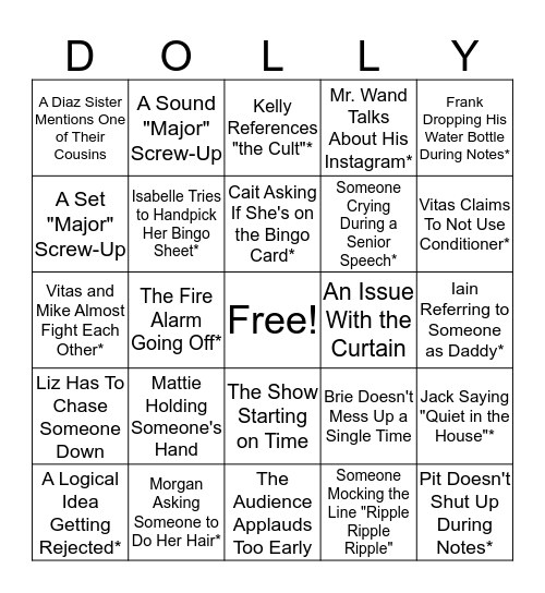 March 16, 2018 Bingo Card