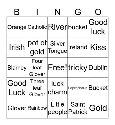 St. PatrIck Day Bingo Card