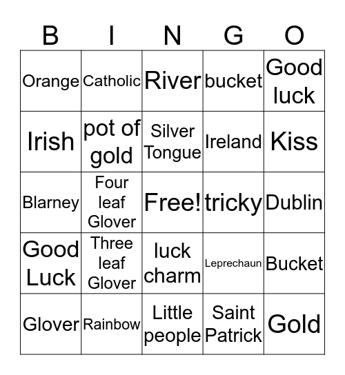 St. PatrIck Day Bingo Card