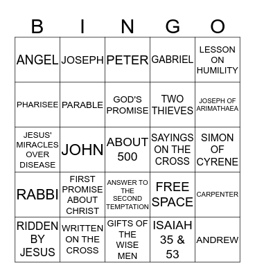 BIBLE BINGO Card