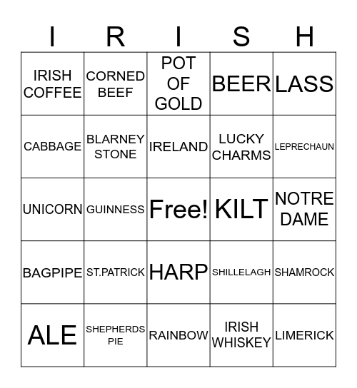 HAPPY ST PATRICK'S DAY Bingo Card