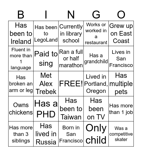 Get to Know Your Colleagues BINGO Card