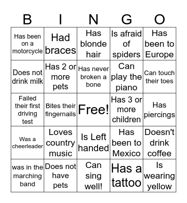 ICEBREAKER BINGO! Bingo Card