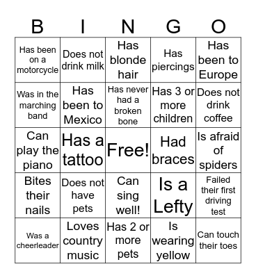 ICEBREAKER BINGO Card