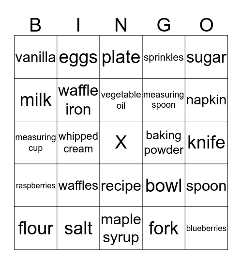 Waffles Bingo Card