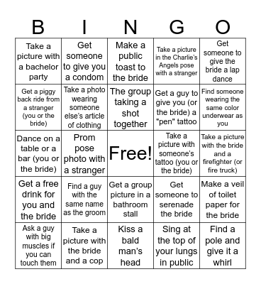 Juli's Bachelorette Bingo Card