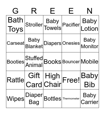 Baby Green Bingo! Bingo Card