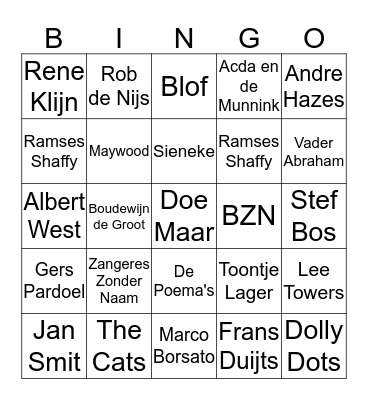 BEENTJES Muziek  Bingo Card