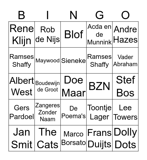 BEENTJES Muziek  Bingo Card