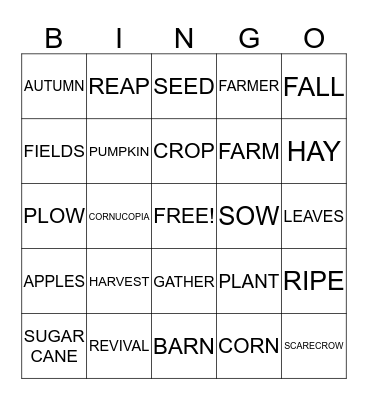 HARVEST TIME Bingo Card
